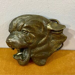 Vintage 1970’s MBCI Mountain Lion’s Head Brasstone Belt Buckle Outdoors Hunting